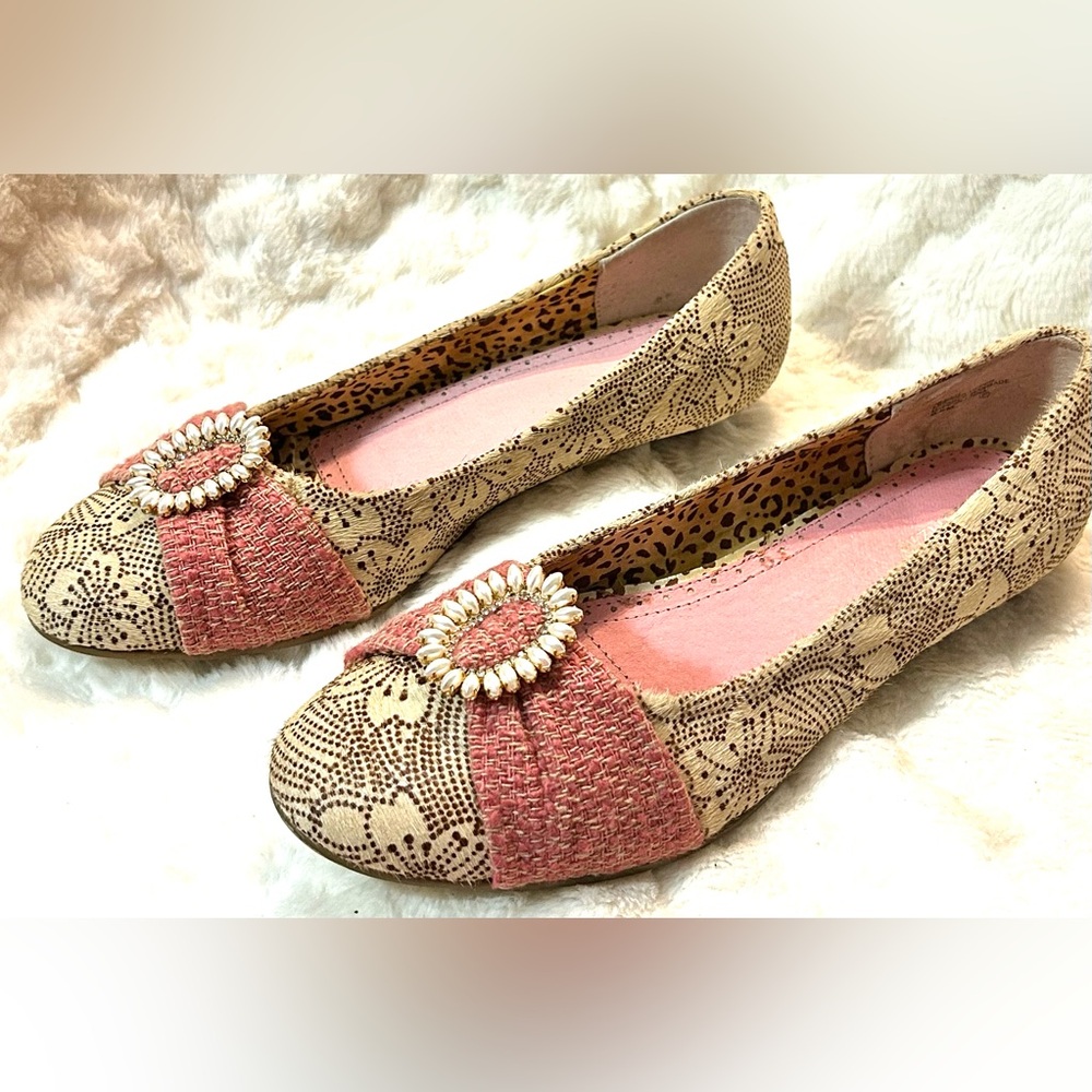 Kenzie Teren leather tweed Ballet slip on flats women’s size 8.5M - Picture 2 of 11